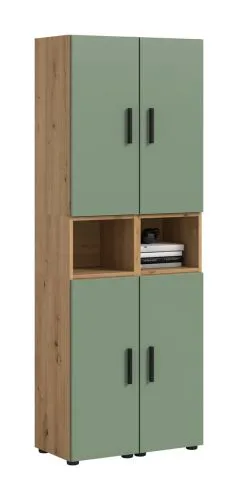 Wohnkombination The One 4 | 6-teilig | Artisan Oak / Smoke Green LED 2