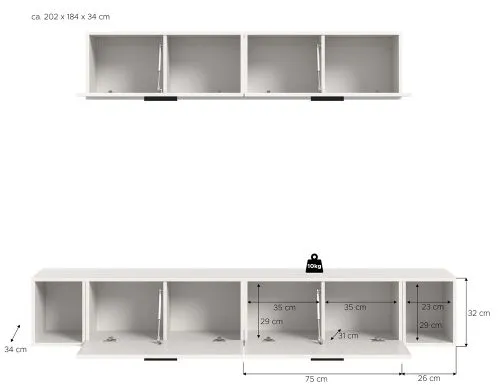 Wohnkombination The One 4 | 6-teilig | weiß LED Bad warm-weiß 2x 110cm