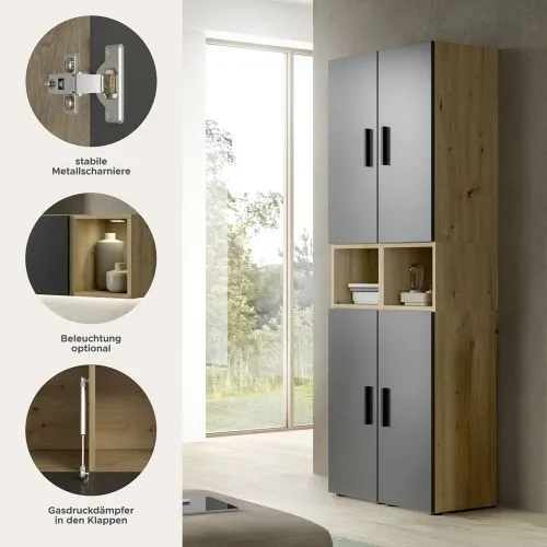 Wohnkombination The One 4b | 6-teilig | Artisan Oak / Basalt grau ohne