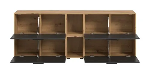 Wohnkombination The One 5 | 6-teilig | Artisan Oak / Basalt grau mit 2er Set Unterbauspot