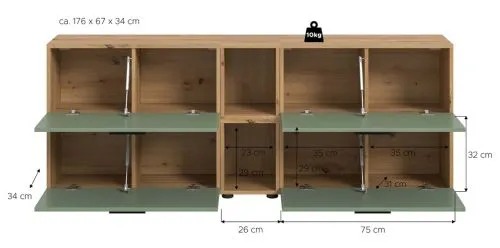 Wohnkombination The One 5 | 6-teilig | Artisan Oak / Smoke Green