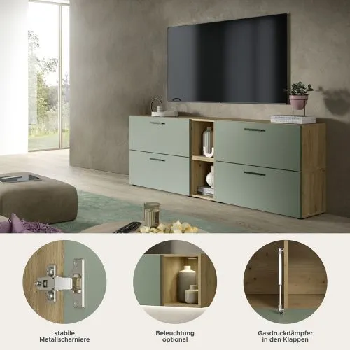 Wohnkombination The One 5 | 6-teilig | Artisan Oak / Smoke Green