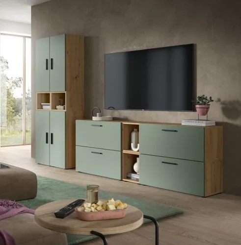 Wohnkombination The One 5 | 6-teilig | Artisan Oak / Smoke Green