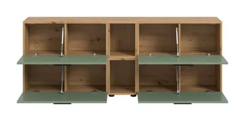 Wohnkombination The One 5 | 6-teilig | Artisan Oak / Smoke Green mit 2er Set Unterbauspot