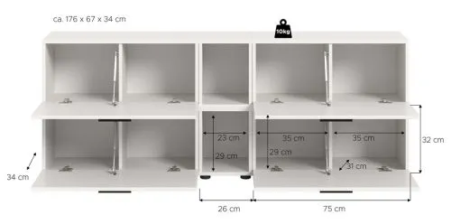 Wohnkombination The One 5 | 6-teilig | weiß mit 2er Set Unterbauspot