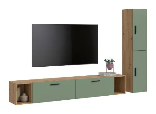 Wohnkombination The One | 6-teilig | Artisan Eiche / Smoke Green ohne