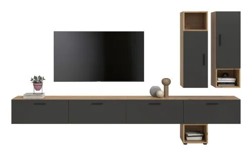 Wohnkombination The One | 9-teilig | Artisan Oak / Basalt grau Komplettset