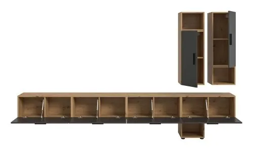 Wohnkombination The One | 9-teilig | Artisan Oak / Basalt grau Komplettset