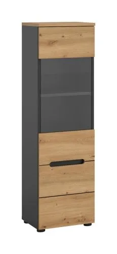 Wohnwand Anbauwand Canu | 2-teilig | Artisan / Basalt Grau mit Beleuchtung