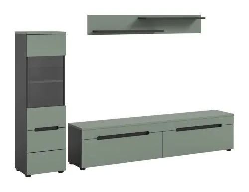 Wohnwand Anbauwand Canu | 2-teilig | Smoke Green / Basalt Grau