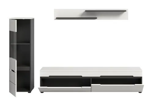 Wohnwand Anbauwand Canu | 2-teilig | weiß / Basalt Grau