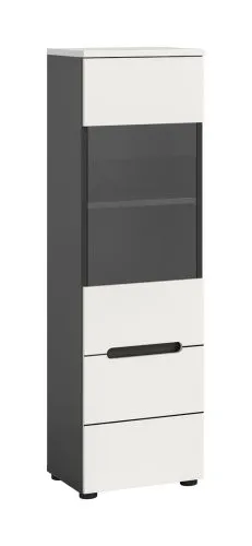Wohnwand Anbauwand Canu | 2-teilig | weiß / Basalt Grau mit Beleuchtung