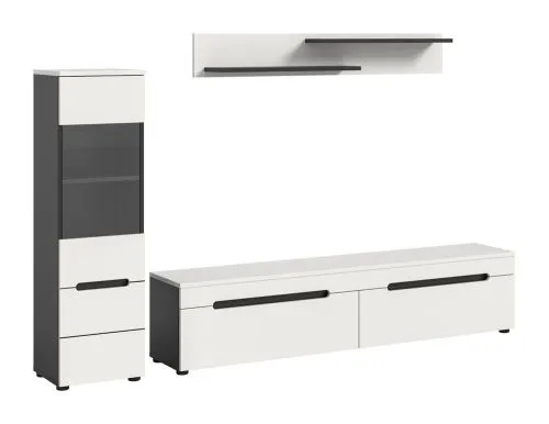 Wohnwand Anbauwand Canu | 2-teilig | weiß / Basalt Grau ohne