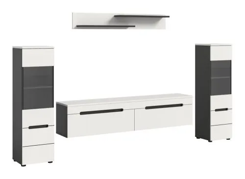 Wohnwand Anbauwand Canu | 3-teilig | weiß / Basalt Grau