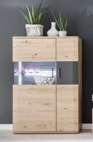 Wohnwand Anbauwand Cortona 2 | Balkeneiche / anthrazit | 3-teilig | LED Beleuchtung 1