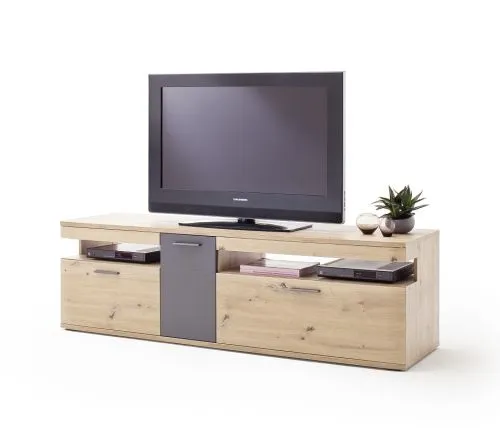 Wohnwand Anbauwand Cortona 2 | Balkeneiche / anthrazit | 3-teilig | LED Beleuchtung 2