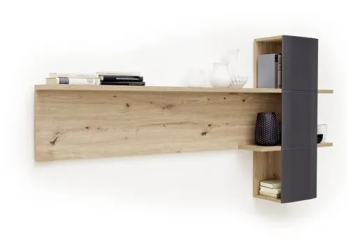 Wohnwand Anbauwand Cortona 2 | Balkeneiche / anthrazit | 3-teilig | LED Beleuchtung 2