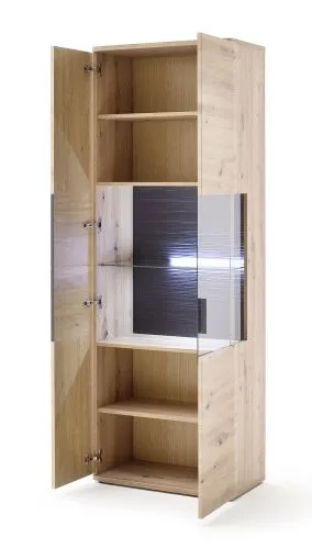 Wohnwand Anbauwand Cortona | Balkeneiche / anthrazit | 4-teilig | LED Beleuchtung 1