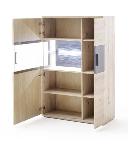 Wohnwand Anbauwand Cortona | Balkeneiche / anthrazit | 4-teilig | LED Beleuchtung 4