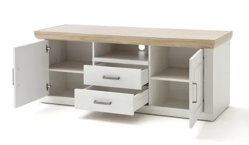 Wohnwand Anbauwand I Brixen | Landhaus modern | Pinie Aurelio / Grandson Oak | 4-teilig | LED Beleuchtung 5