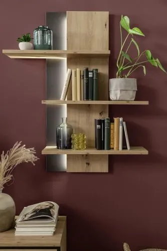 Wohnwand Anbauwand II Buenos Aires | Balkeneiche | 4-teilig | LED Beleuchtung 4