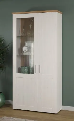 Wohnwand Anbauwand Shade | Andersen Pinie weiß / Artisan Eiche | Landhausstil | 4-teilig | LED Beleuchtung 1