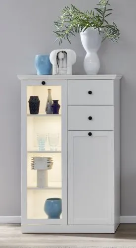 Wohnwand Baxter | weiß | Landhausstil | 2-teilig | LED Beleuchtung 2