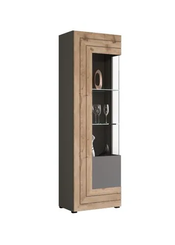Wohnwand Freno | grau matt / Nox Oak | 4-teilig | LED Beleuchtung 2