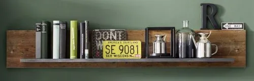 Wohnwand Indy | Old Used Wood / Matera grau | 4-teilig | Shabby Look | LED Beleuchung