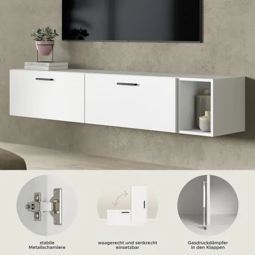 Wohnwand The One | 3-teilig | weiß mit 2er Set Unterbauspot warmweiß
