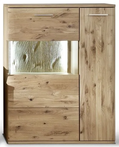 Wohnwand Wohnkombination Santori | Eiche Bianco | 4-teilig | LED 2