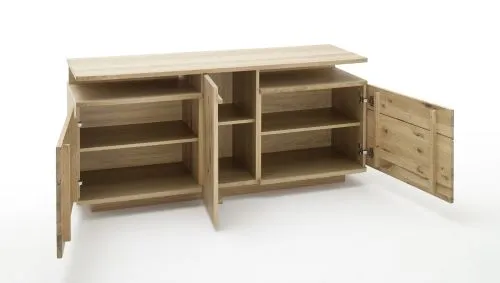 Wohnwand Wohnkombination Santori | Eiche Bianco | 4-teilig | LED 6